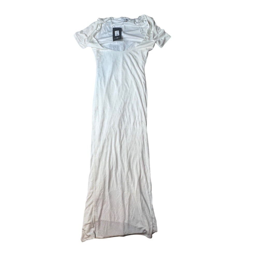 Fashion Nova Maxi Dress Womens M‎ White Need To Get Away Slinky Bodycon D30165